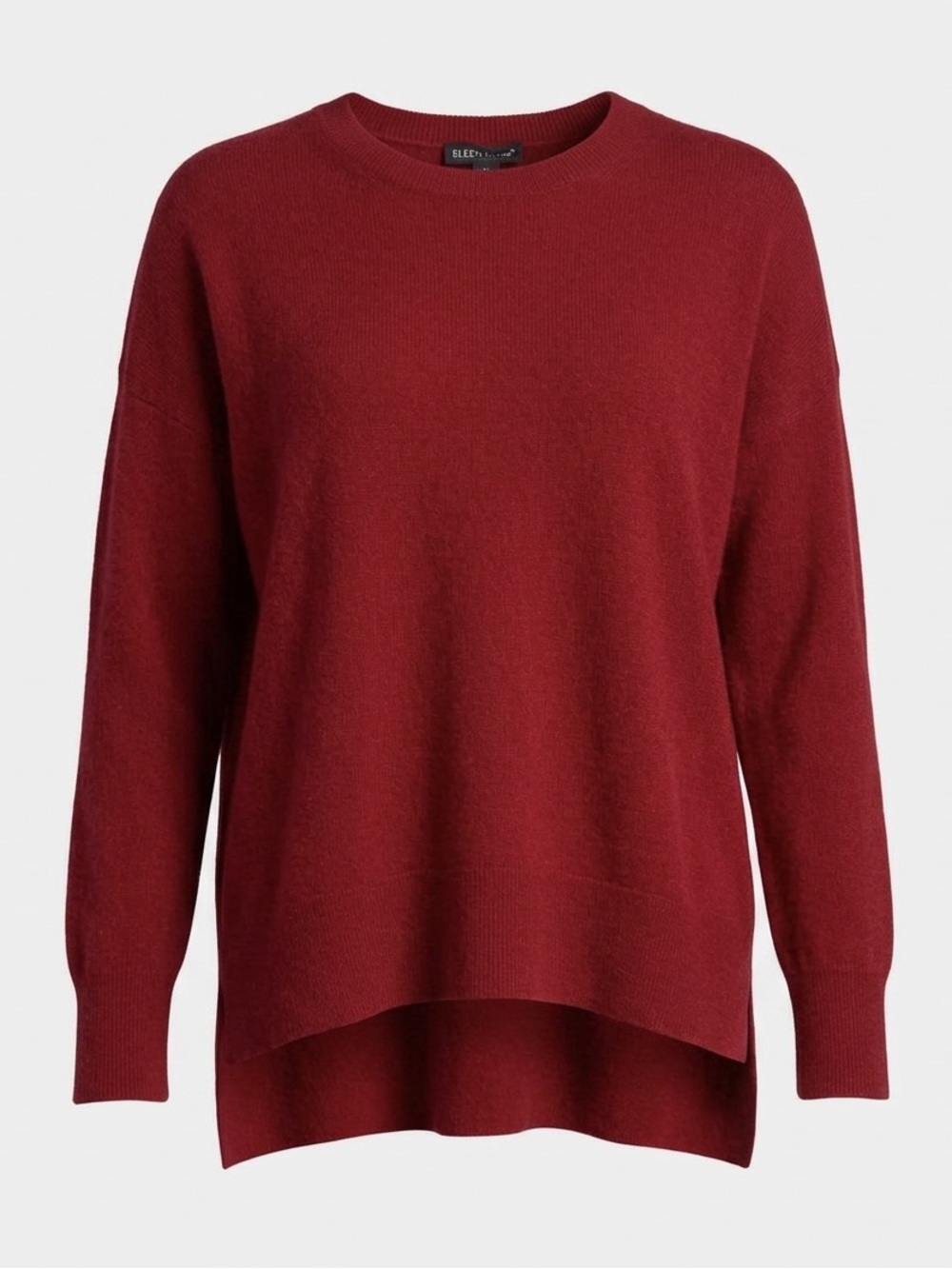 Eileen Fisher Relaxed Crewneck 100% cashmere Sweater - red size S petite luxury